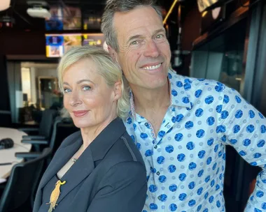 Jonesy and Amanda together, and Amanda solo in the radio studio