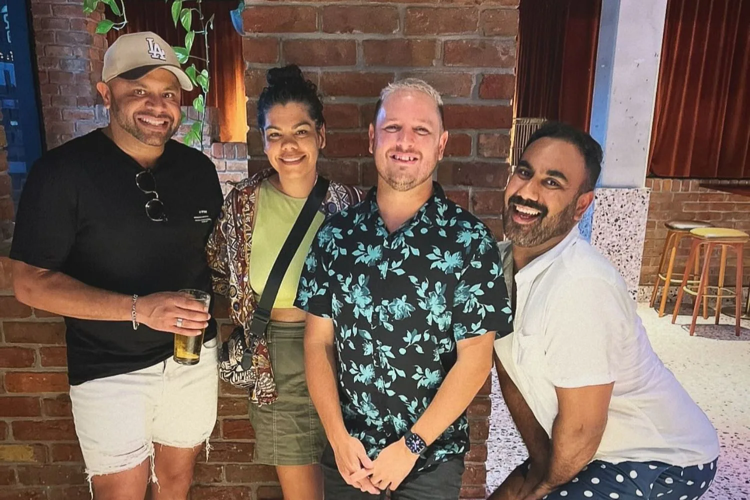 Jared, Kevin, Bob and Mia together on a night out