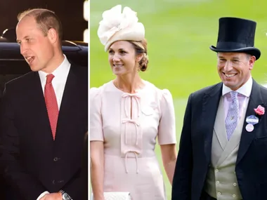 Peter Phillips with his fiancee Harriet Sperling and Prince William with wife Kate