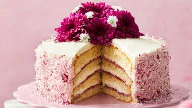 Raspberry and cream sponge cake