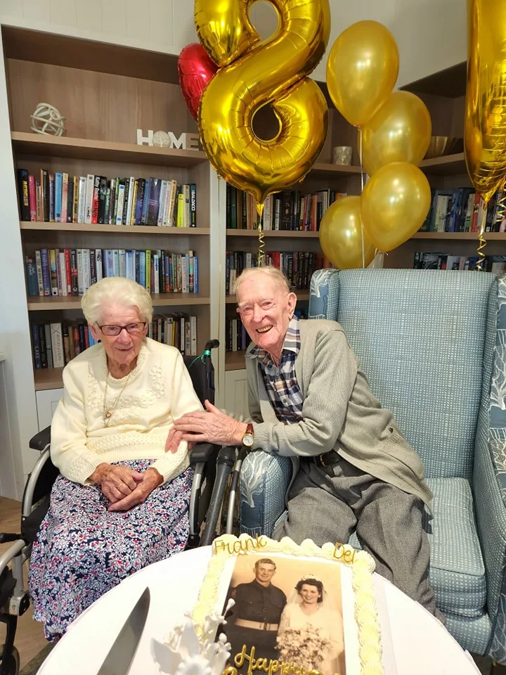 Delma and Frank celebrating their 80th wedding anniversary