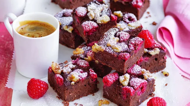 Chocolate, Raspberry and Walnut Brownies