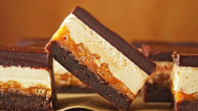 Four-layer Caramel-crunch Nougat Brownies