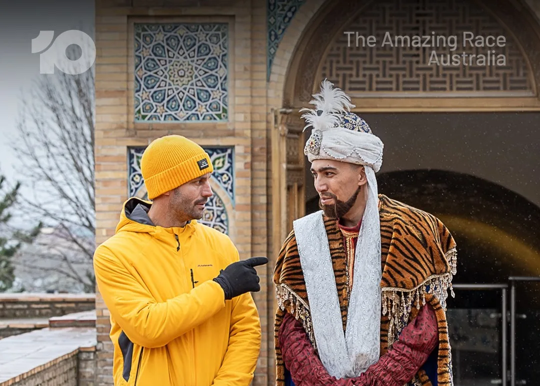 Beau Ryan with stop greeter in Uzbekistan  The Amazing Australia 2025 