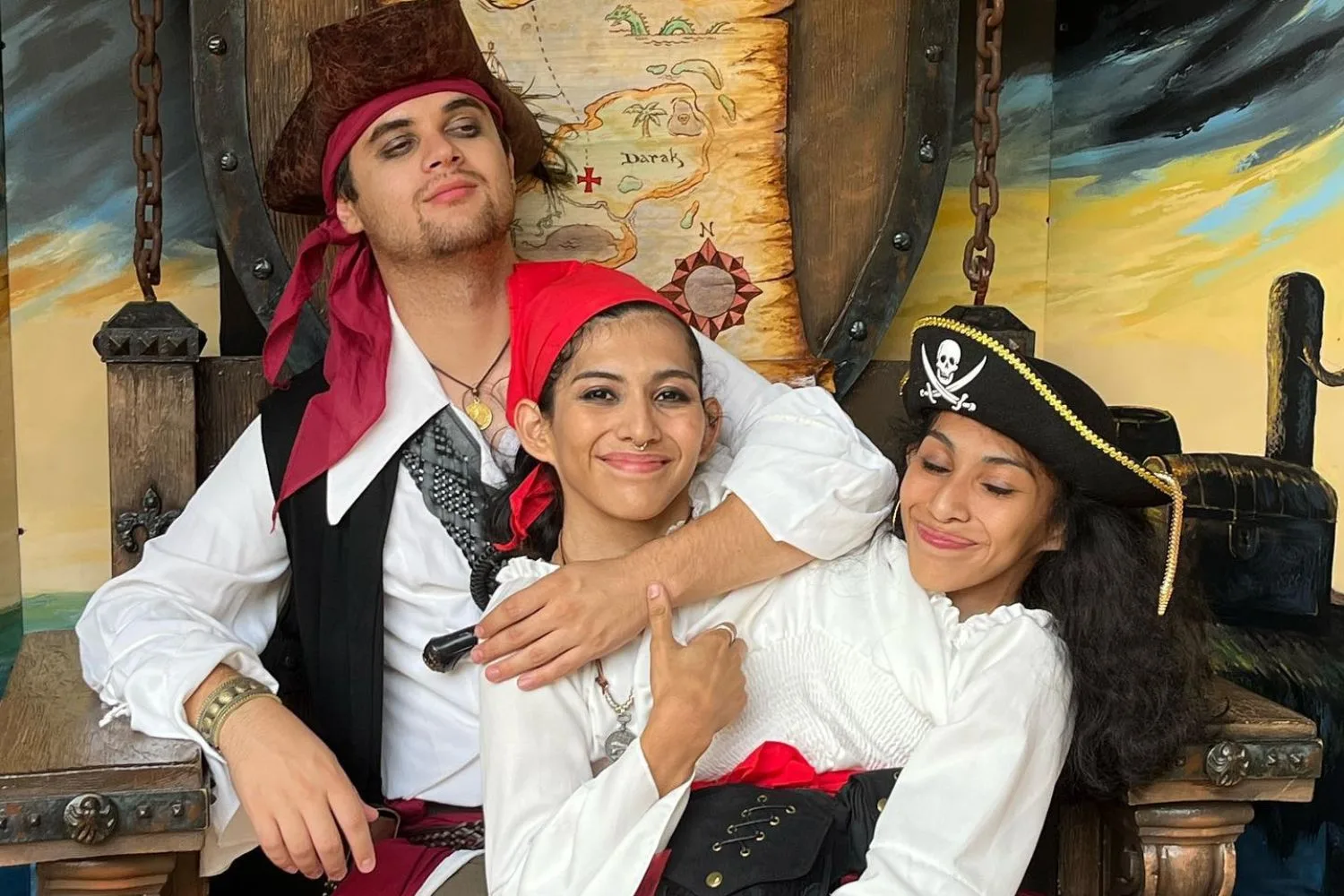 Carmen (centre) and Lupita Andrade, with Carmen's husband Daniel