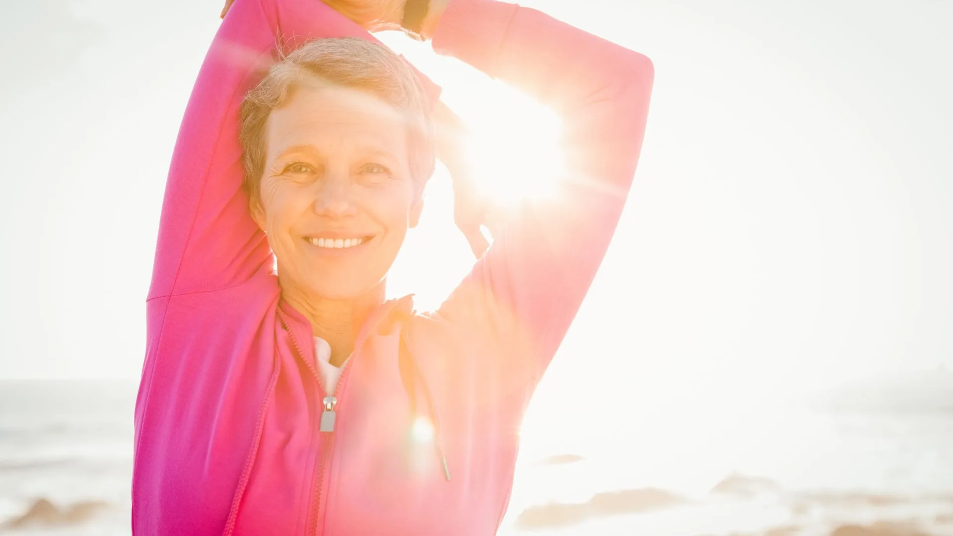 Woman stretching outside