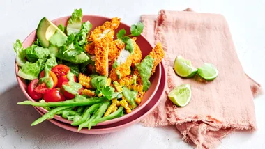 Taco Crumbed Chicken Bowls with Coriander Dressing