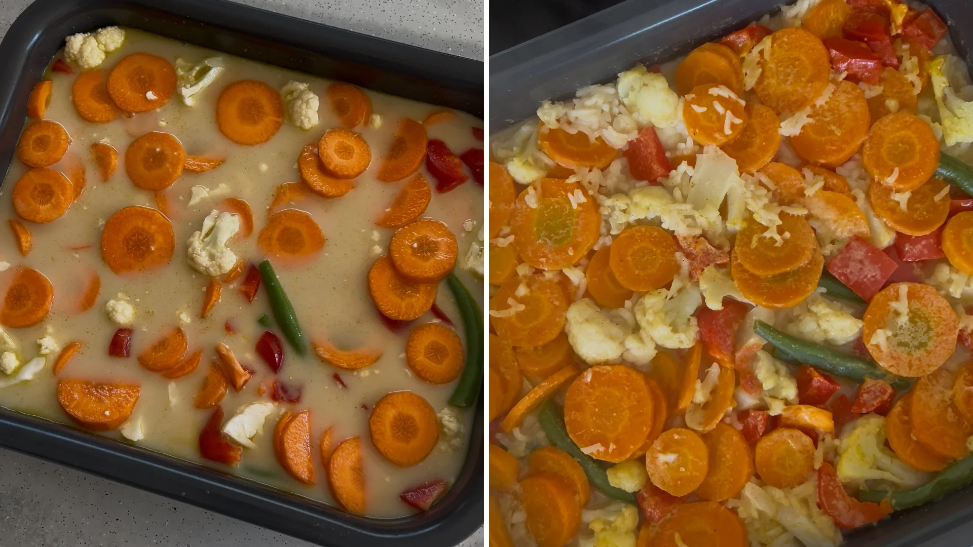 Green curry before and after