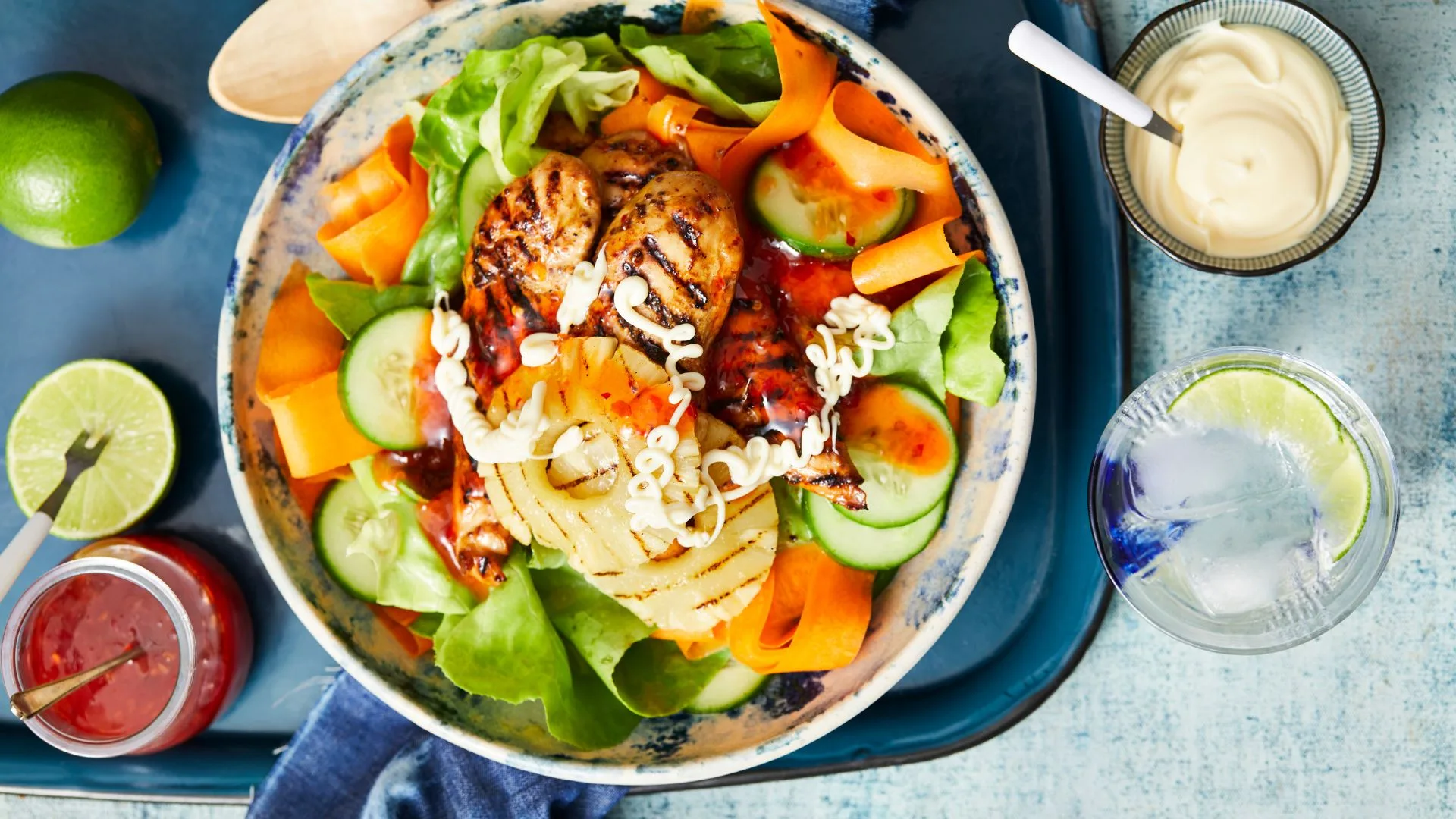 Sweet Chilli Chicken and Pineapple with Salad