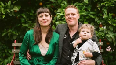 Builder Dave The Block with his late wife Carly and their son Gene