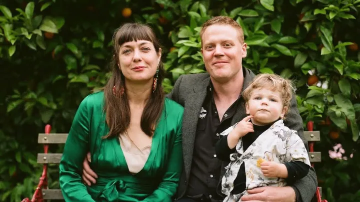 Builder Dave The Block with his late wife Carly and their son Gene