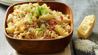 Bacon and Corn Pasta Caesar Salad