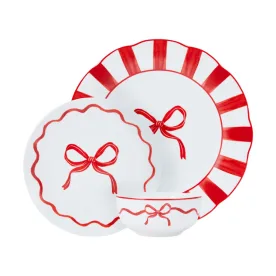 kmart christmas dinnerware set with red bows 