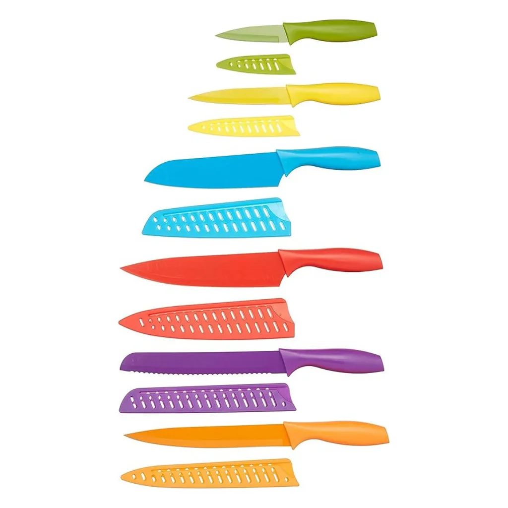 Amazon Basics 12-Piece Colour-Coded Knife Set