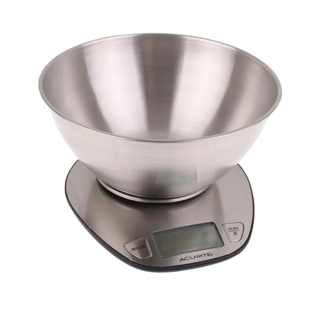 AcuRite Stainless Steel Digital Kitchen Scale with Bowl