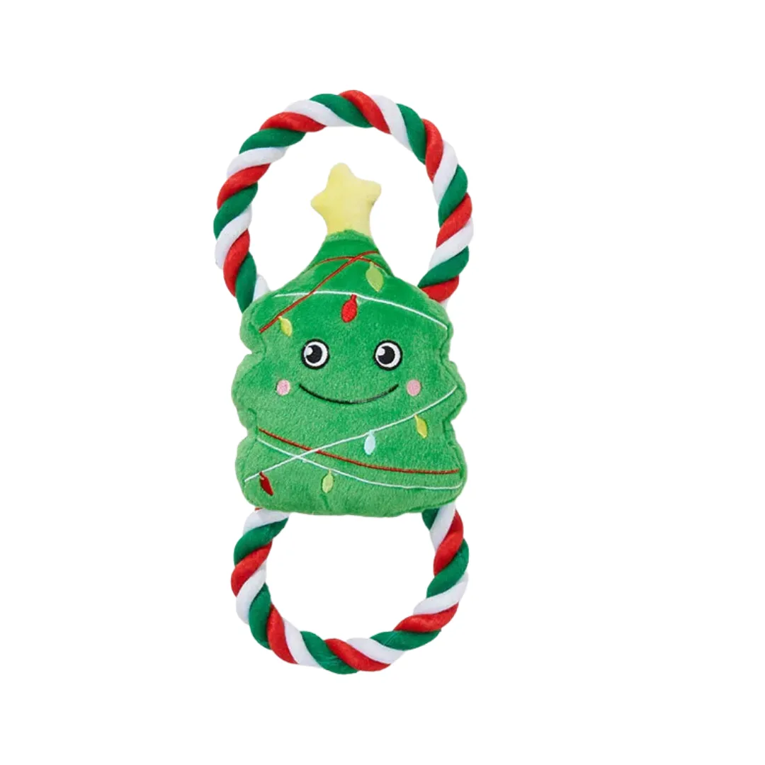All Day Christmas Tree Plush Tug Rope Dog Toy