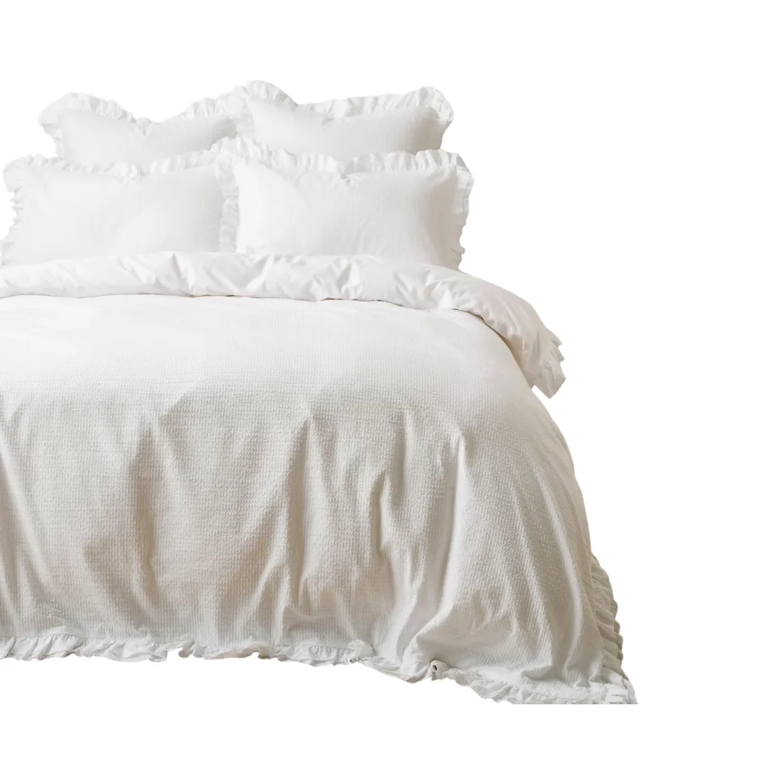 Australian Cotton Celine Jacquard Double Ruffle Quilt Cover Set

