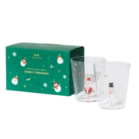 dusk santa and snowman drinking goblets
