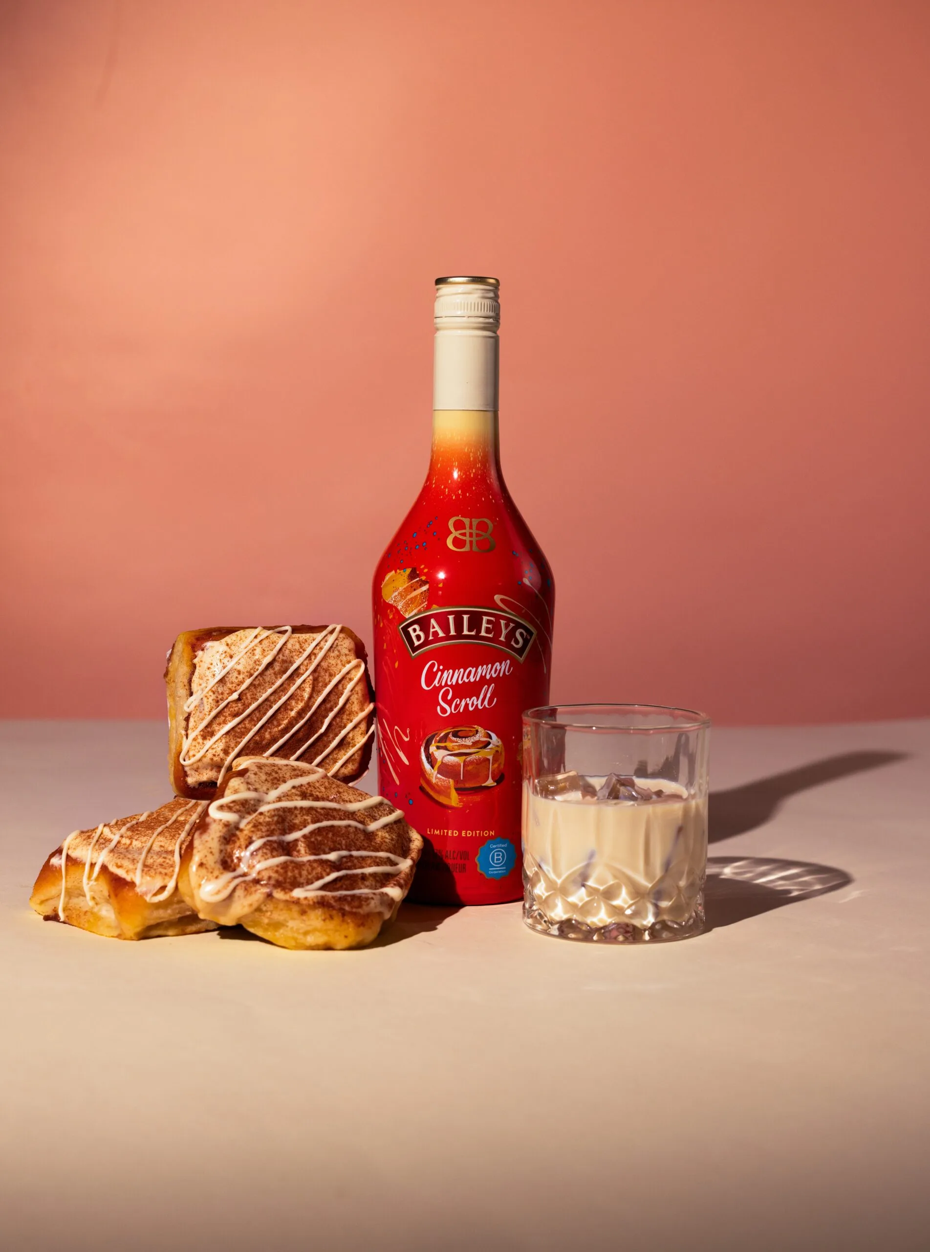 Bailey's Cinnamon Scroll Liqueur plus cinnamon scrolls