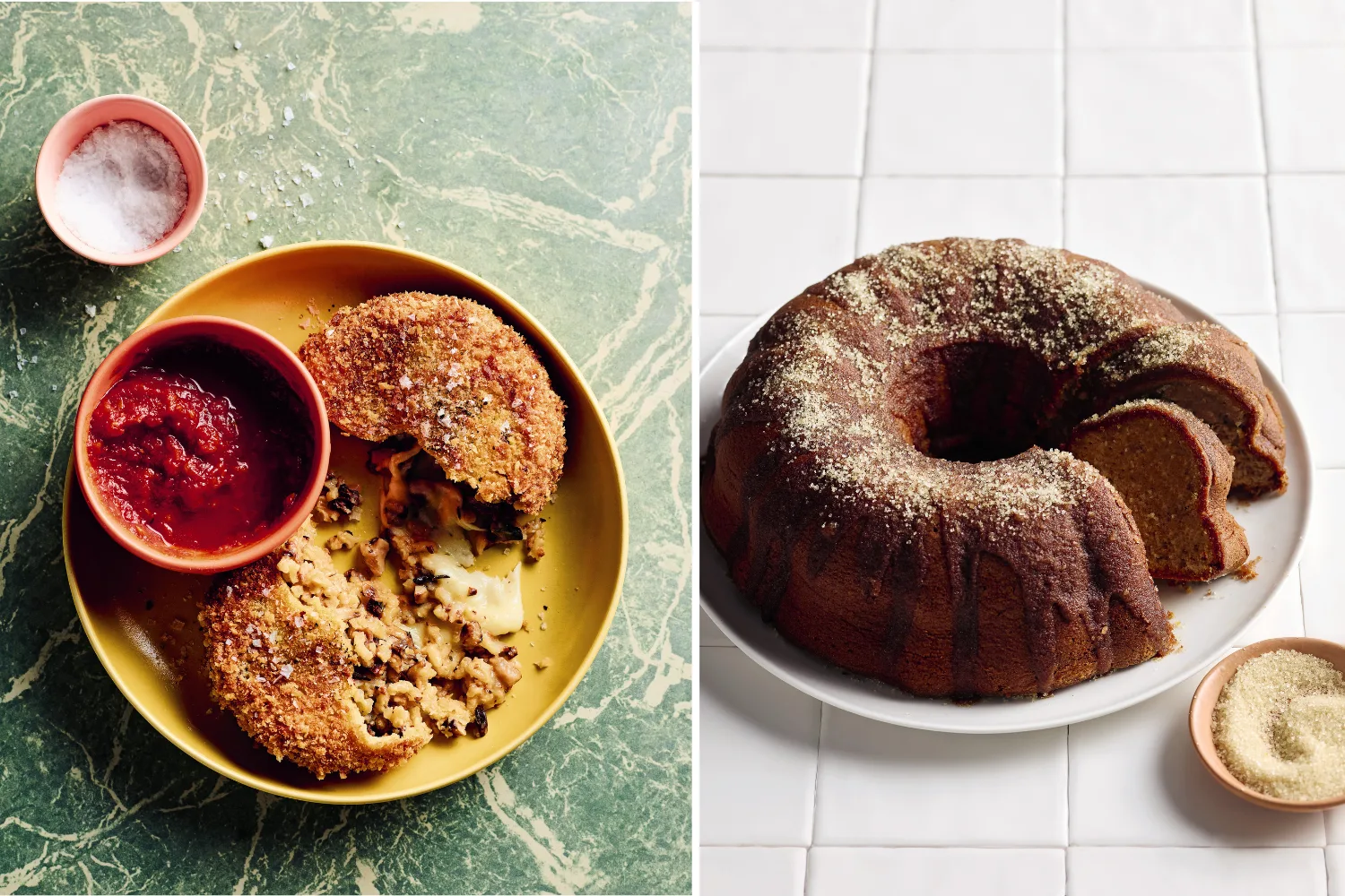 Two recipes from The Shortcut Queen; Arancini Partties and Cinnamon Donut Cake