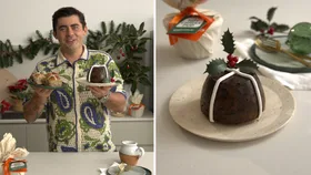 Declan Cleary and his Hot Chriss Pud creation