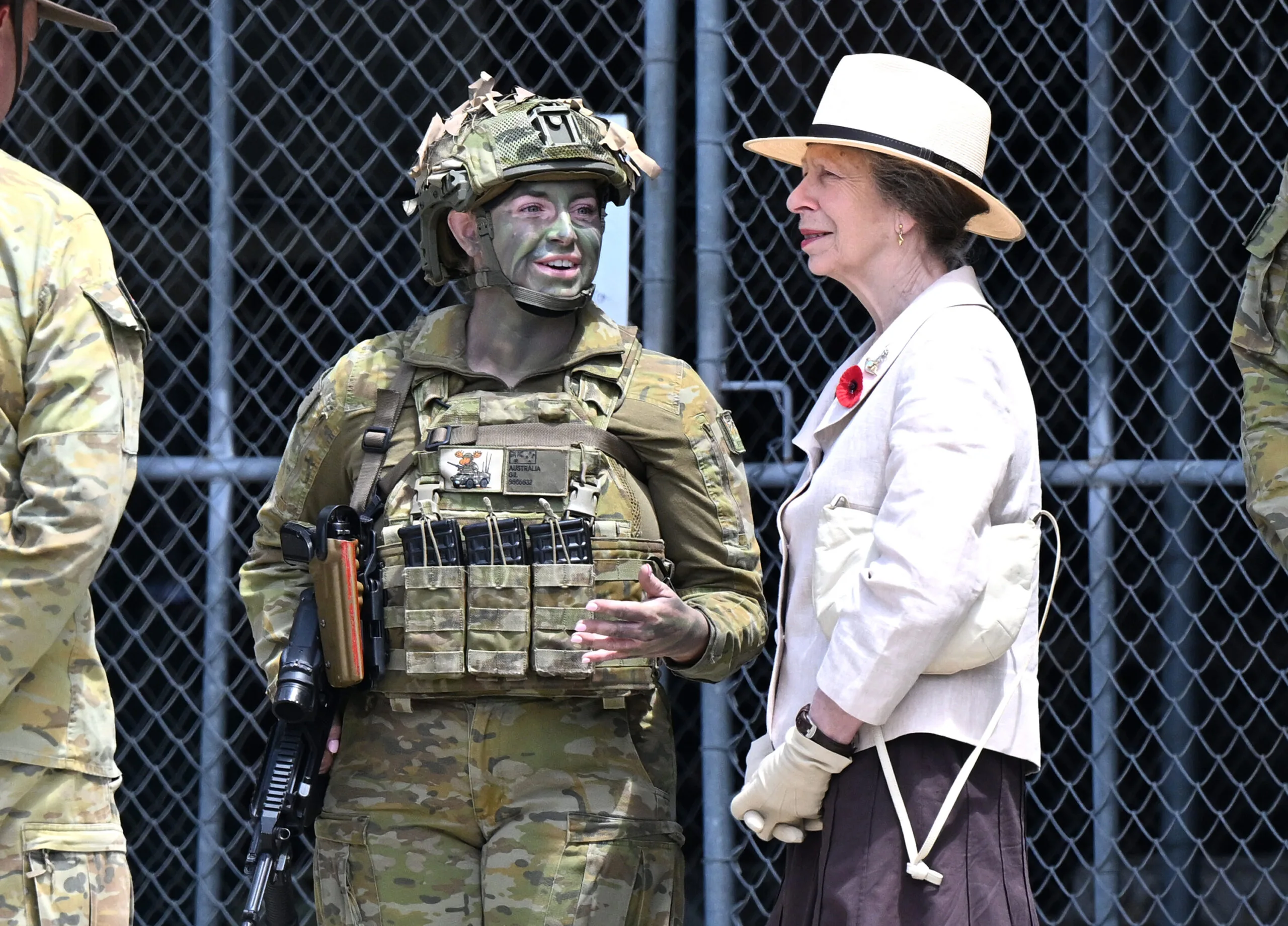 Princess Anne with a soldier in Brisbane