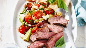 Lamb with Chickpea and Avocado Salad