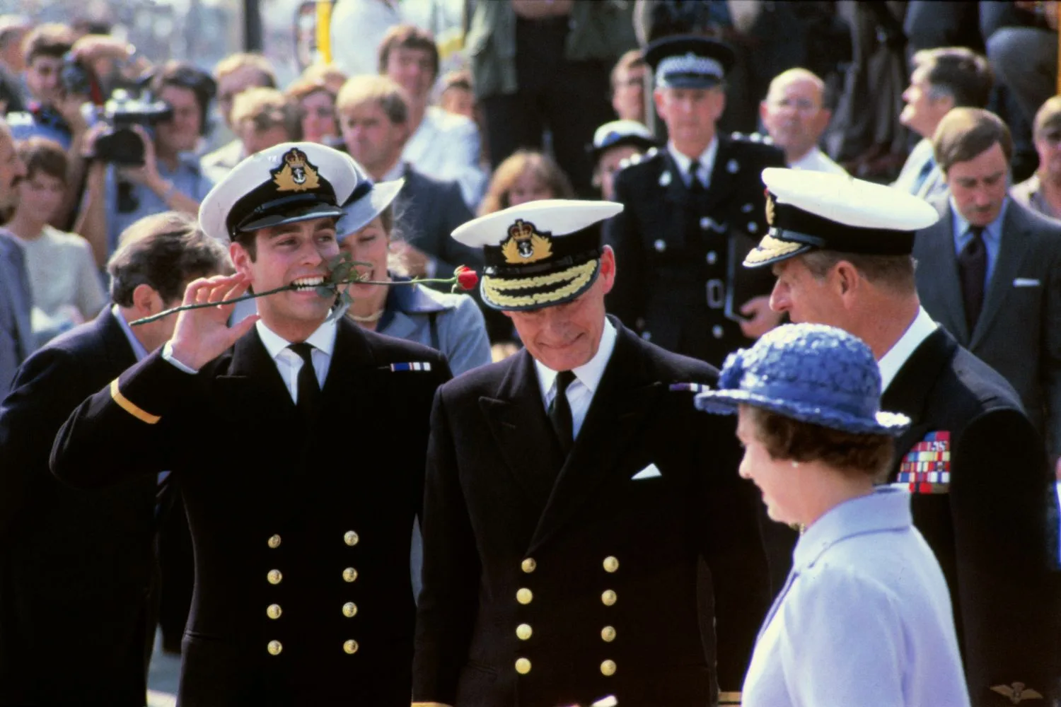 Prince Andrew on his return from the Falklands
