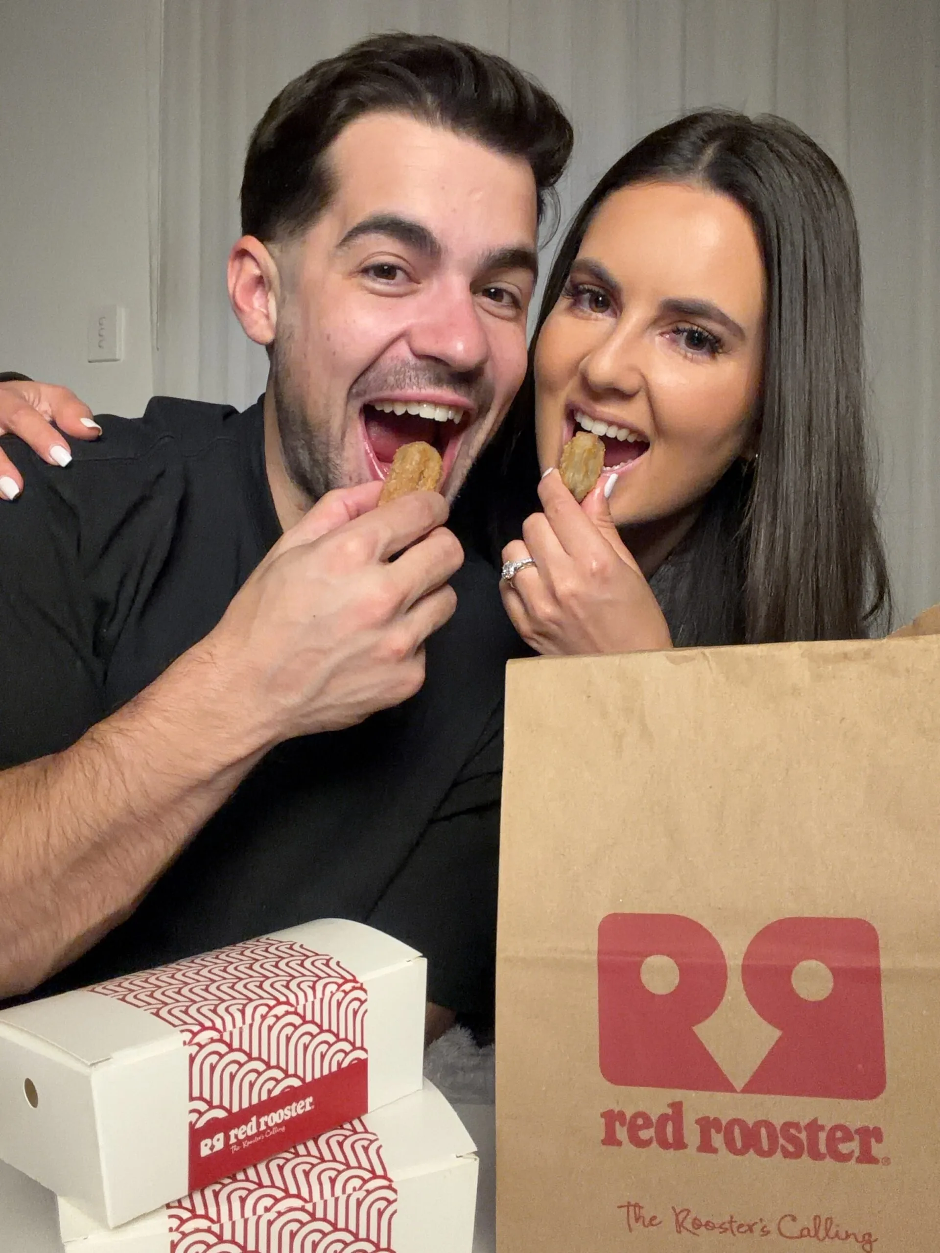 Sharing a box of Red Rooster's Choc Churro Bites
