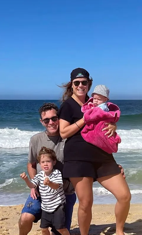 Eugenie, Jack Brooksbanks and their two kids.