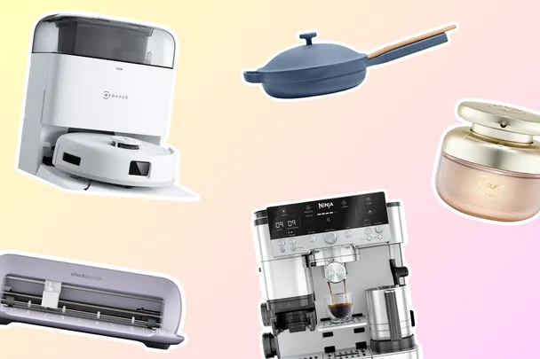 ecovacs robotic vacuum cleaner, cricut joy machine, our place always pan, ninja luxury cafe espresso machine and rare beauty perfume