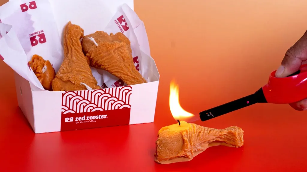 Red Rooster fried chicken candles