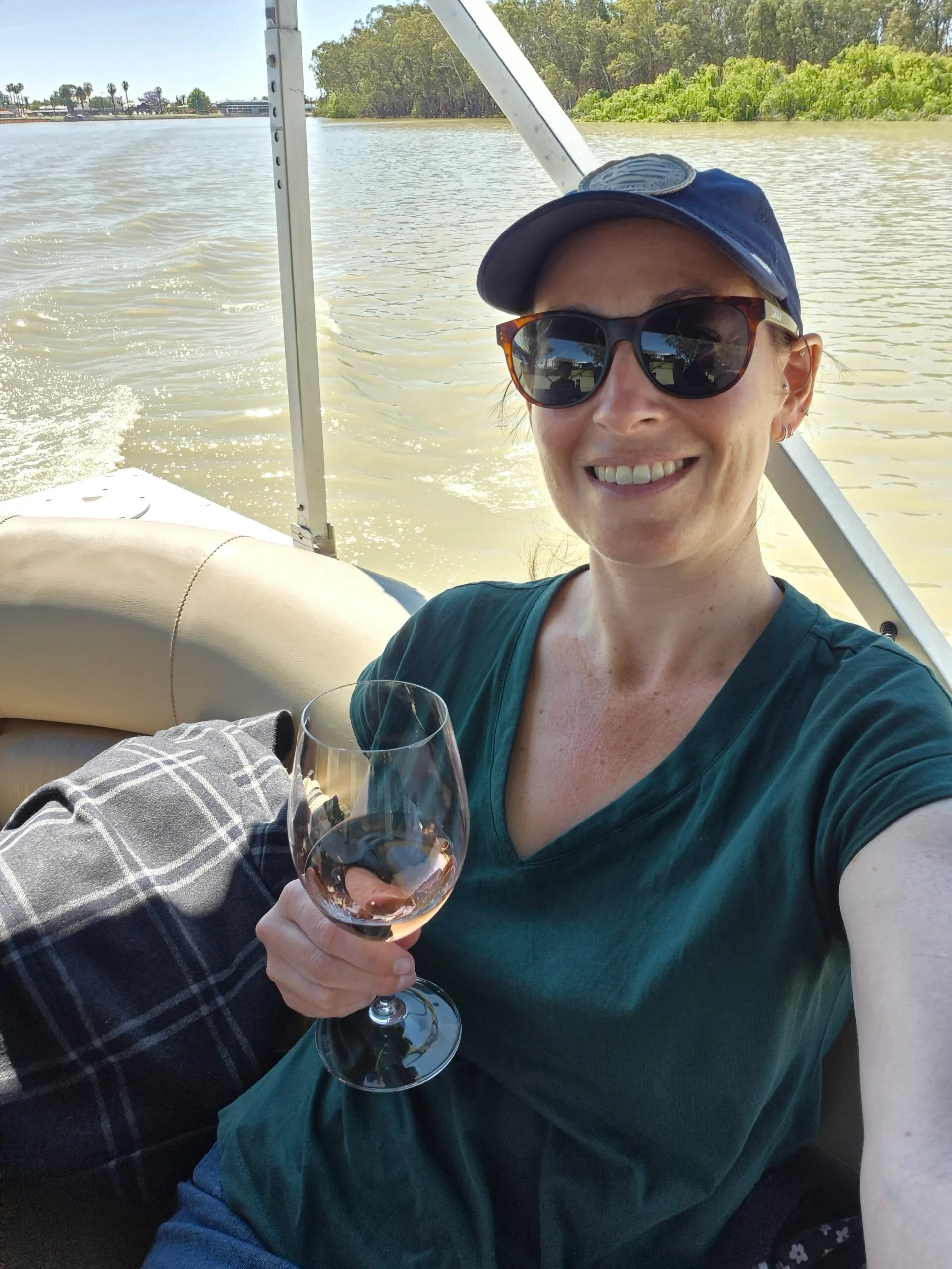 Enjoying a glass of Rose on a cruise of the Murray River.