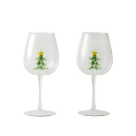 adairs christmas tree wine glasses 