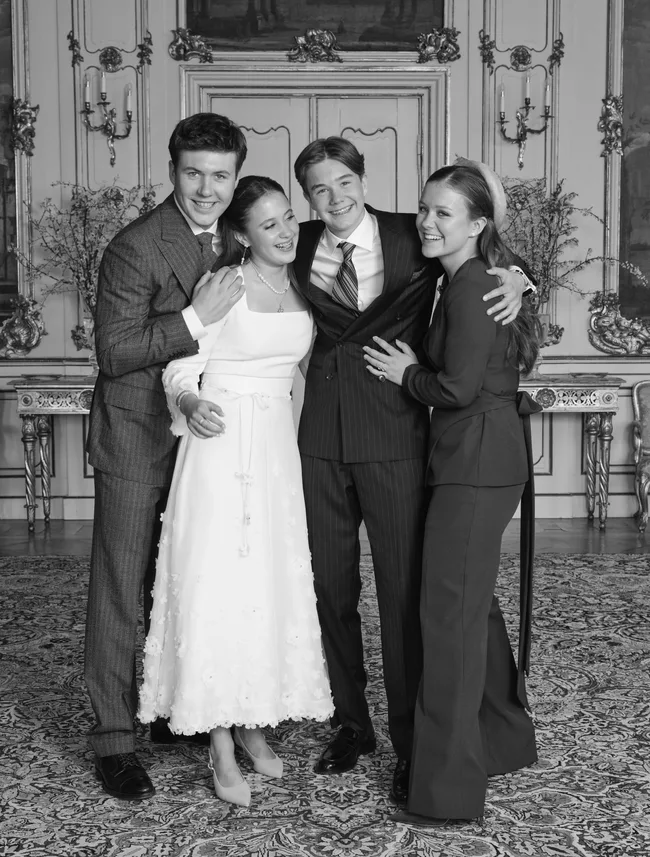 Prince Christian, Princess Isabella, Prince Vincent and Princess Josephine of Denmark for Josephine and Vincent's confirmation