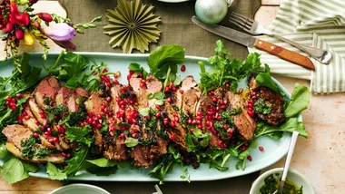 Dukkah lamb with rocket and pomegranate