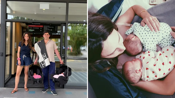 MasterChef Australia's Sarah Todd and Declan Cleary with their twin baby girls Claudia and Charlotte