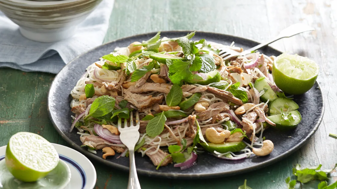 This Pulled Pork Thai Noodle Salad is a 20-minute marvel