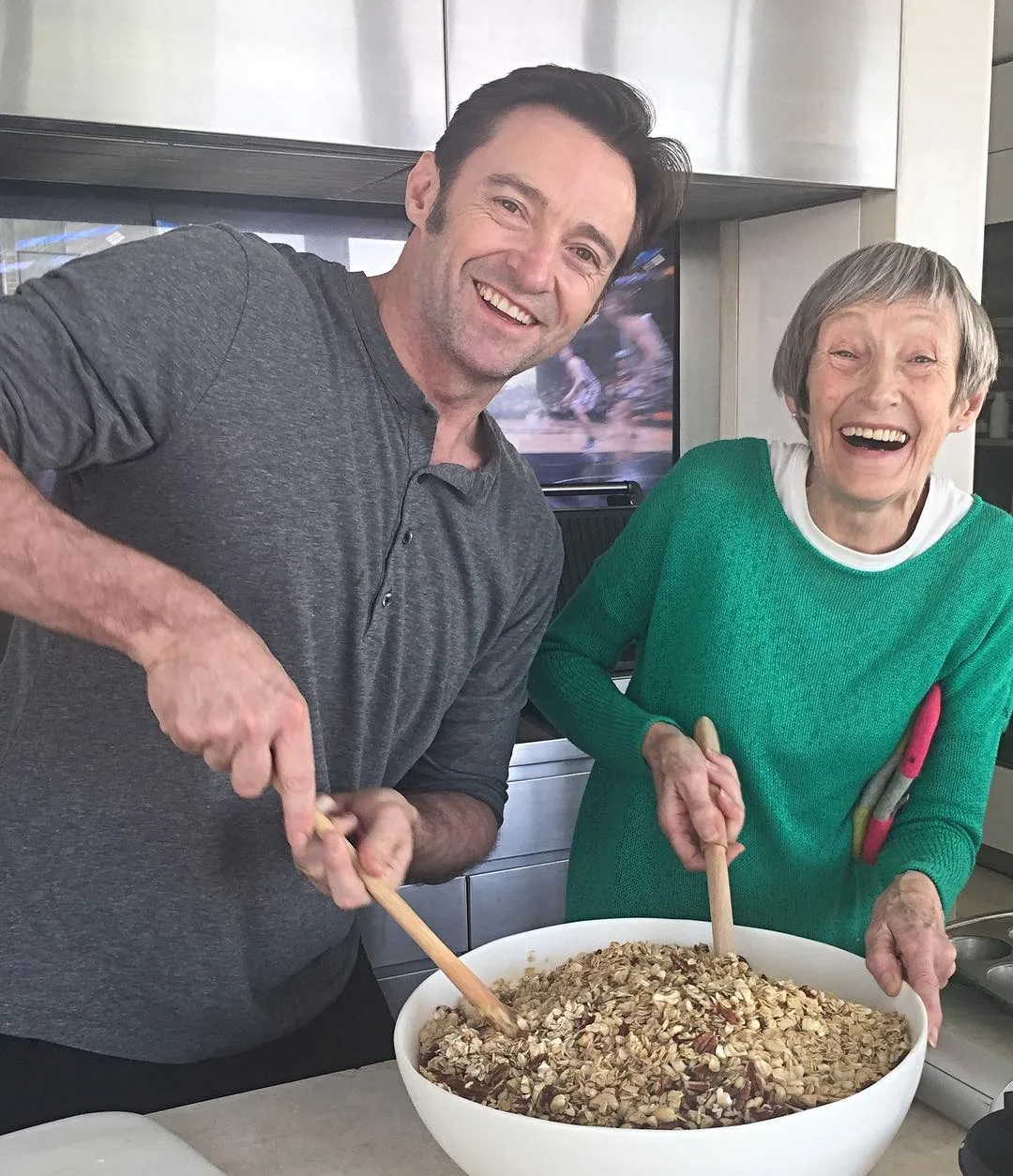 Hugh Jackman with his mum