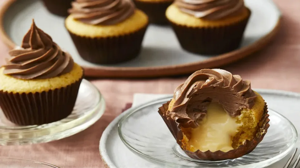 Vanilla Custard Cupcakes with Chocolate Frosting