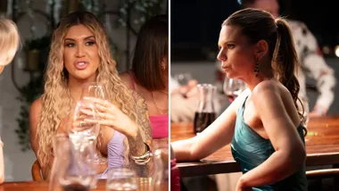 Gia and Bec MAFS 2026 first dinner party Married at First Sight