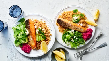 Crispy Skin Salmon with Moroccan Couscous