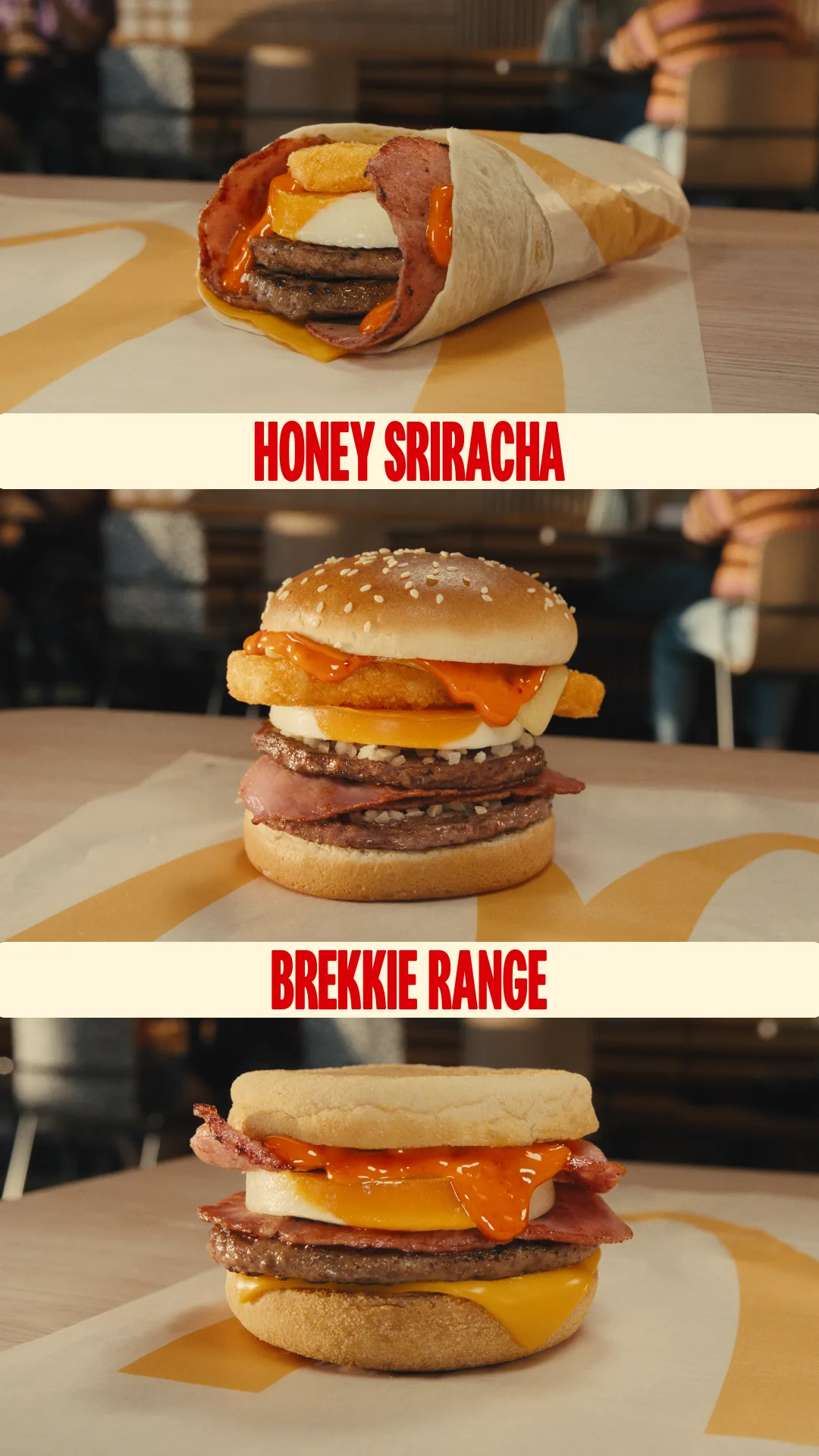 The Honey Sriracha Brekkie Range at McDonald's