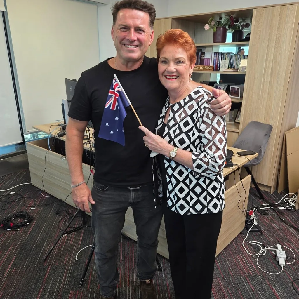 Karl Stefanovic Pauline Hanson for his podcast the Karl Stefanovic Show