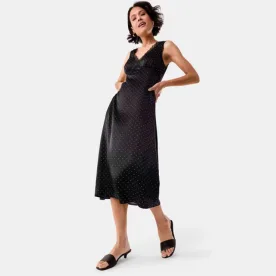 kmart Sleeveless Satin Lace V-Neck Midi Dress