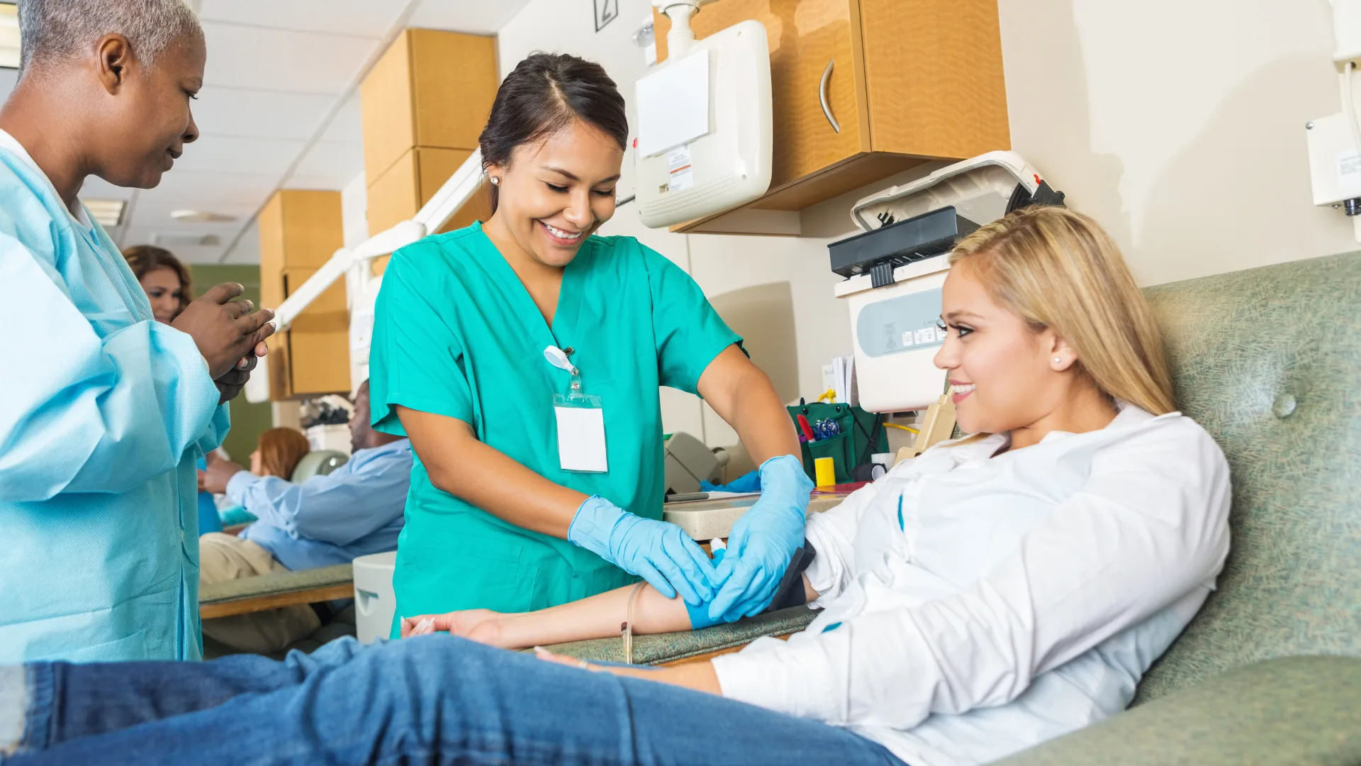 Woman donating blood