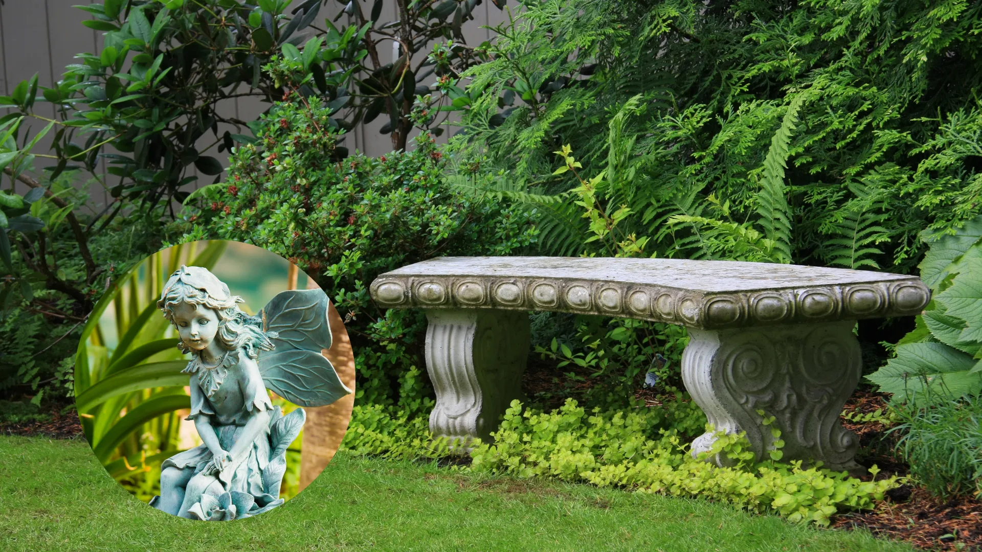 stone bench in a garden