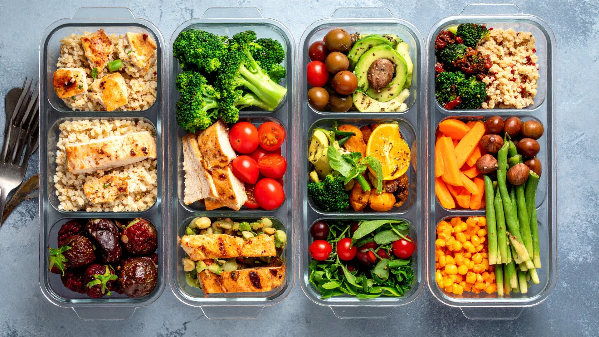 A variety of nutritious foods being prepared