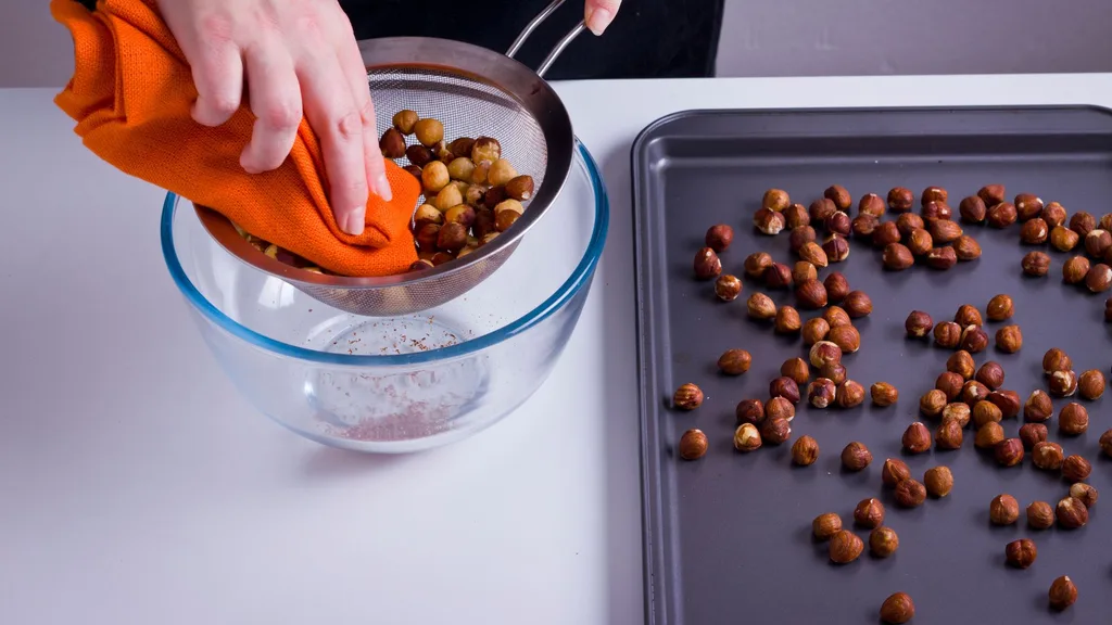skinning hazelnuts