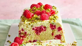 Raspberry Ripple Pistachio Ice-Cream Log